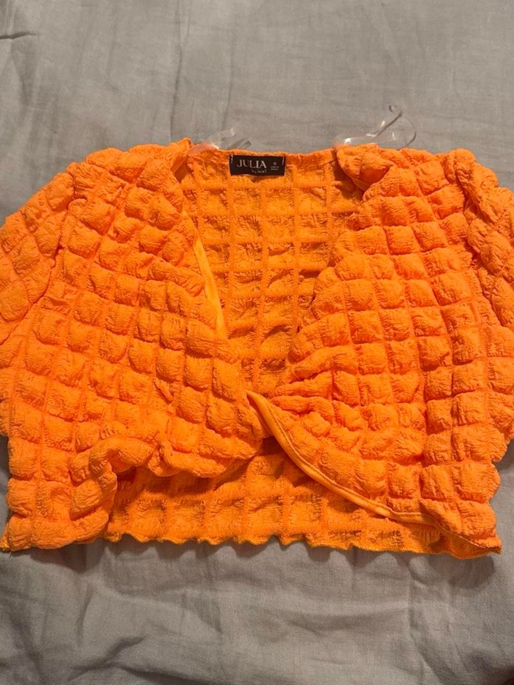 Julia Orange Textured Open-Front Women's Top